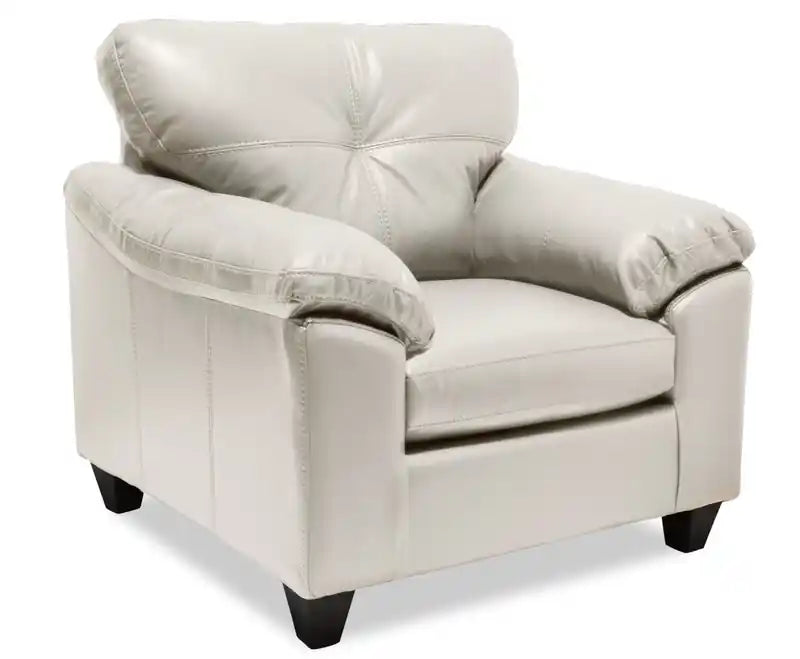 Made in Canada Addison 42 Leather-Look Fabric Chair with Removable Seat Cushion and Tufting