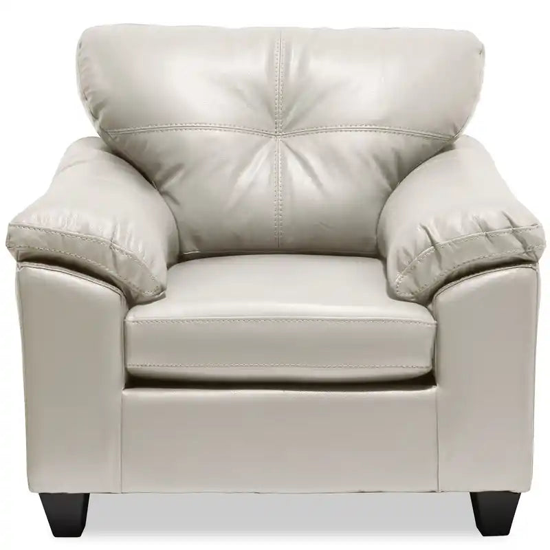 42 Leather-Look Fabric Chair with Removable Seat Cushion and Tufting