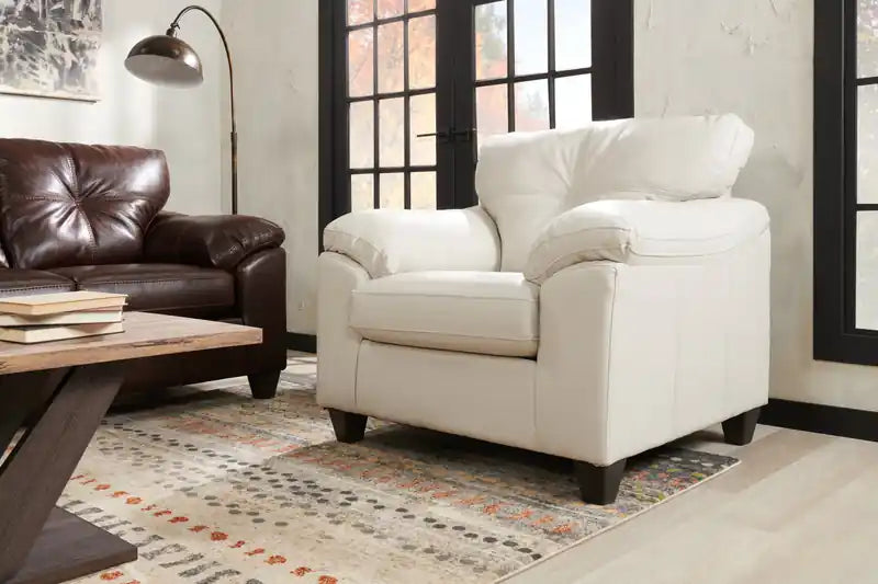 42 Leather-Look Fabric Chair with Removable Seat Cushion and Tufting
