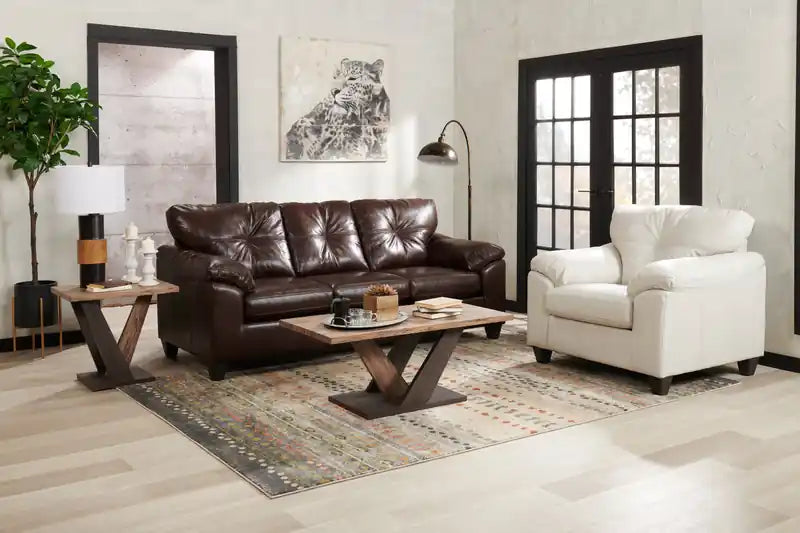 42 Leather-Look Fabric Chair with Removable Seat Cushion and Tufting