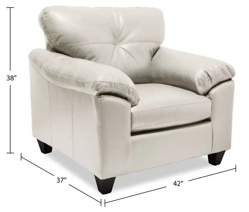 42 Leather-Look Fabric Chair with Removable Seat Cushion and Tufting