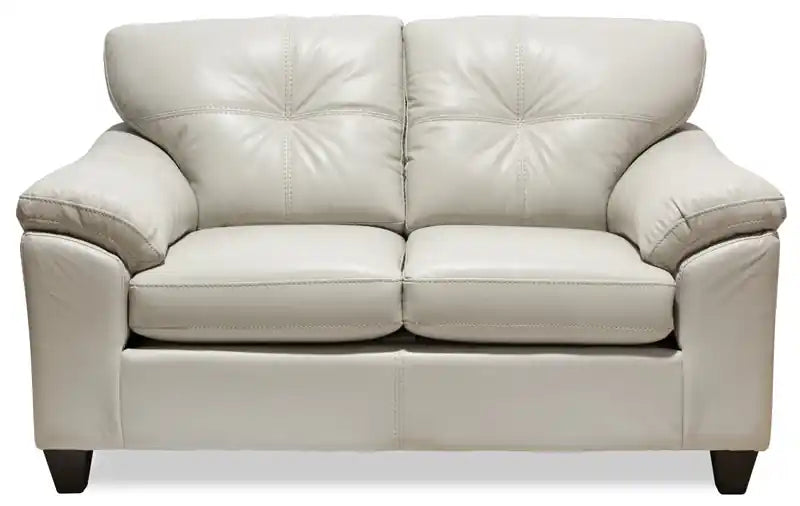 63 Leather-Look Fabric Loveseat with Removable Seat Cushions and Tufting