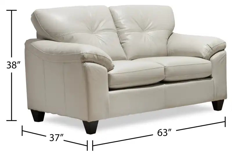 63 Leather-Look Fabric Loveseat with Removable Seat Cushions and Tufting