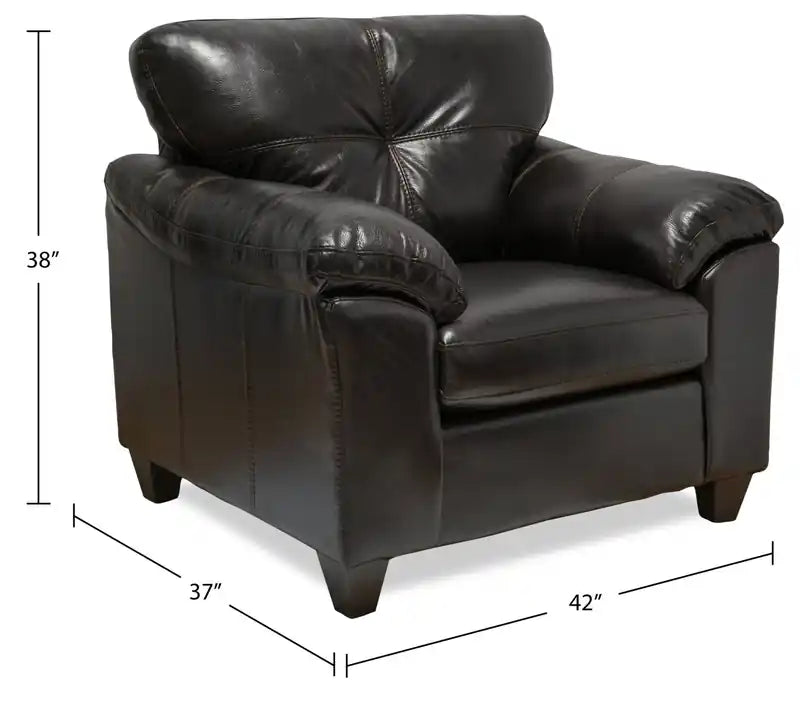 42 Leather-Look Fabric Chair with Removable Seat Cushion and Tufting