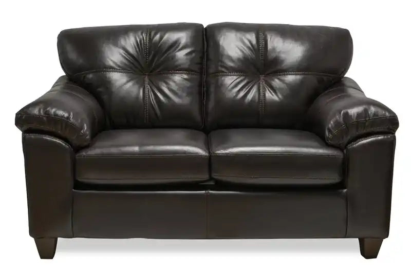 63 Leather-Look Fabric Loveseat with Removable Seat Cushions and Tufting