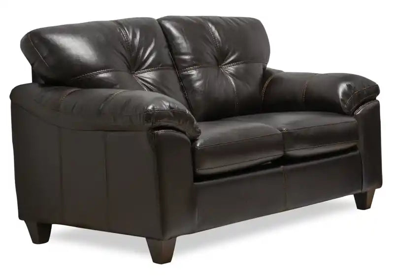 63 Leather-Look Fabric Loveseat with Removable Seat Cushions and Tufting