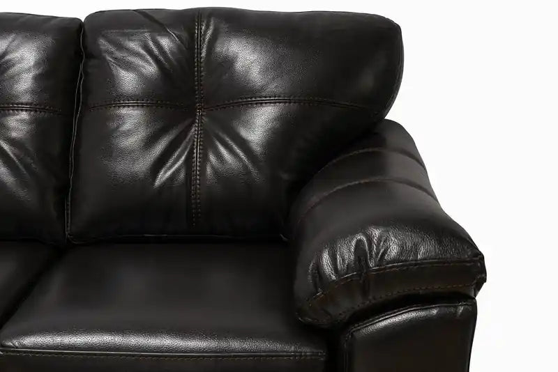 63 Leather-Look Fabric Loveseat with Removable Seat Cushions and Tufting