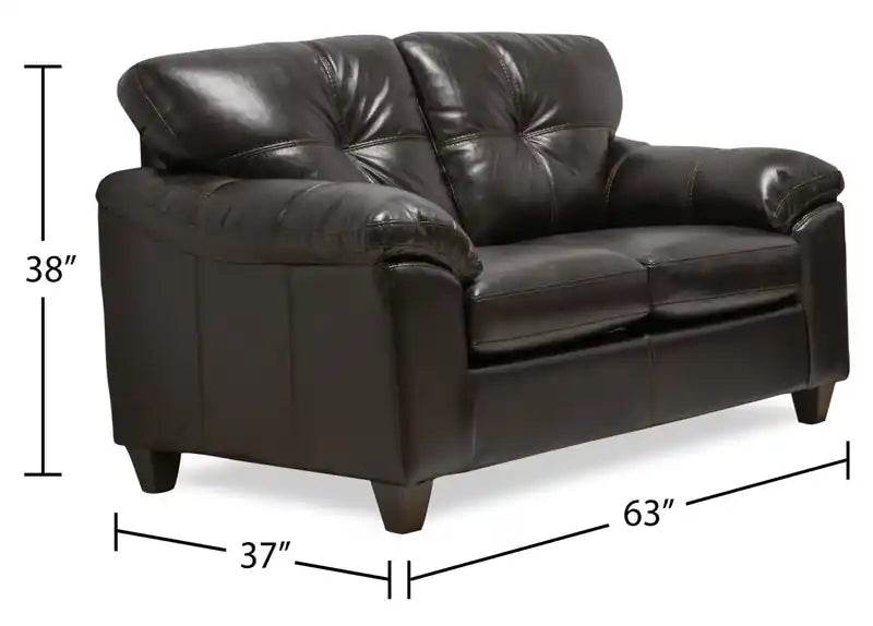 63 Leather-Look Fabric Loveseat with Removable Seat Cushions and Tufting