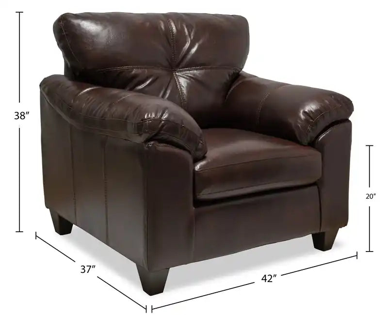42 Leather-Look Fabric Chair with Removable Seat Cushion and Tufting