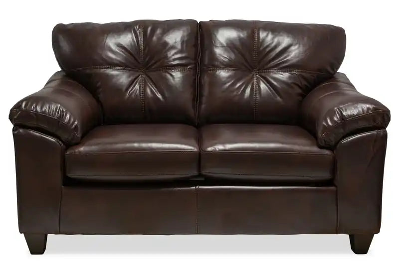 Made in Canada Addison 63 Leather-Look Fabric Loveseat with Removable Seat Cushions and Tufting