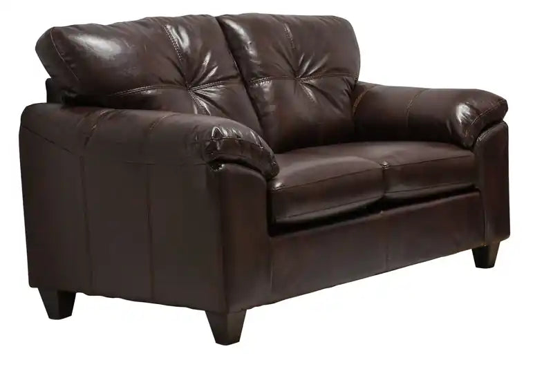 63 Leather-Look Fabric Loveseat with Removable Seat Cushions and Tufting