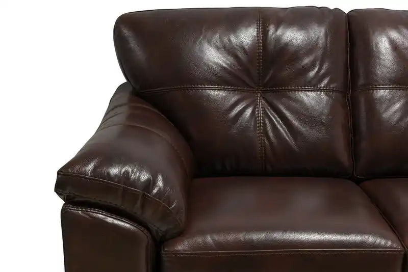 63 Leather-Look Fabric Loveseat with Removable Seat Cushions and Tufting
