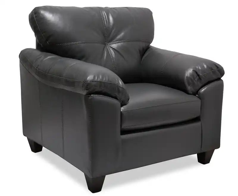 42 Leather-Look Fabric Chair with Removable Seat Cushion and Tufting