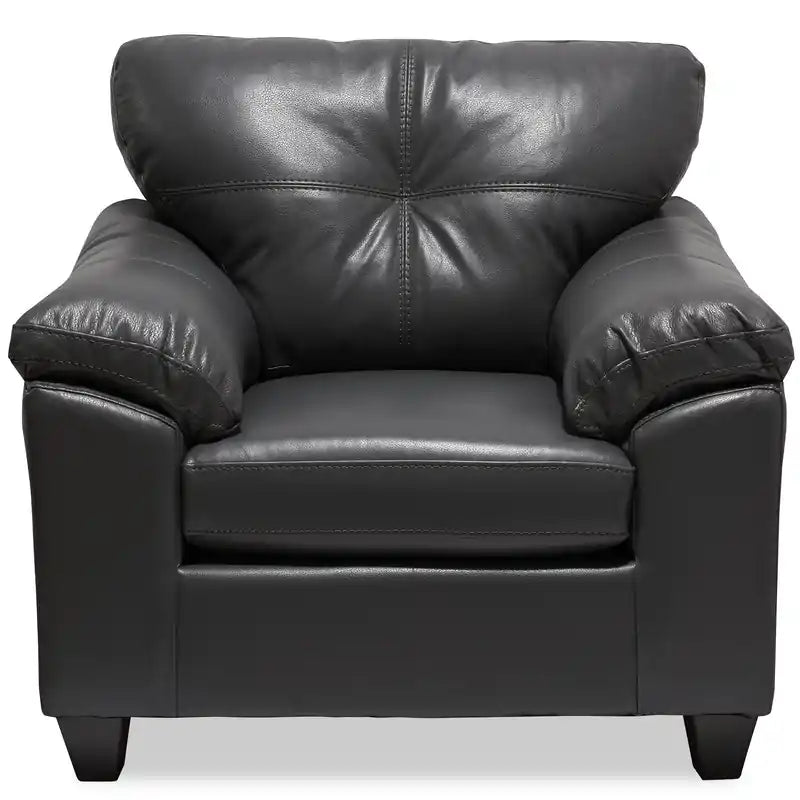 42 Leather-Look Fabric Chair with Removable Seat Cushion and Tufting