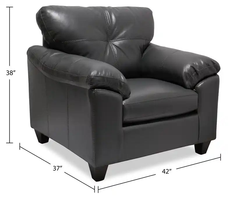 42 Leather-Look Fabric Chair with Removable Seat Cushion and Tufting