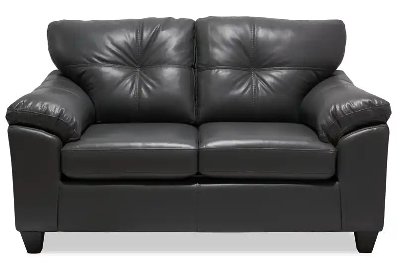 63 Leather-Look Fabric Loveseat with Removable Seat Cushions and Tufting