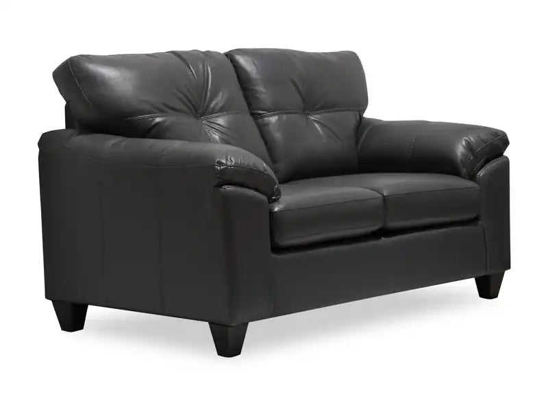 63 Leather-Look Fabric Loveseat with Removable Seat Cushions and Tufting