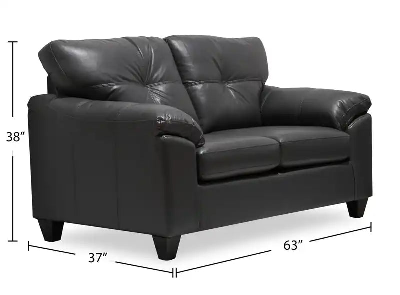 63 Leather-Look Fabric Loveseat with Removable Seat Cushions and Tufting
