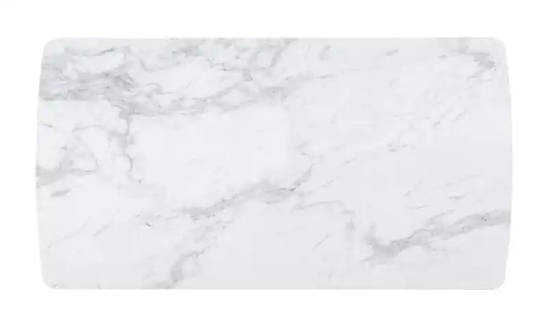 Bari Dining Table with Marble-Look Ceramic Top, Metal, Geometric Base, 63W