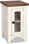 Benjy 14 Rustic Chairside Table with Storage - Two Tone Wood