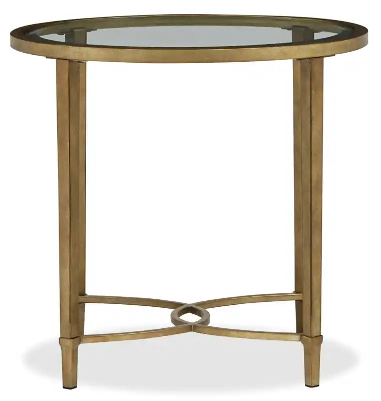 22 Traditional Oval Glass Top End Table - Silver and with Metal Base
