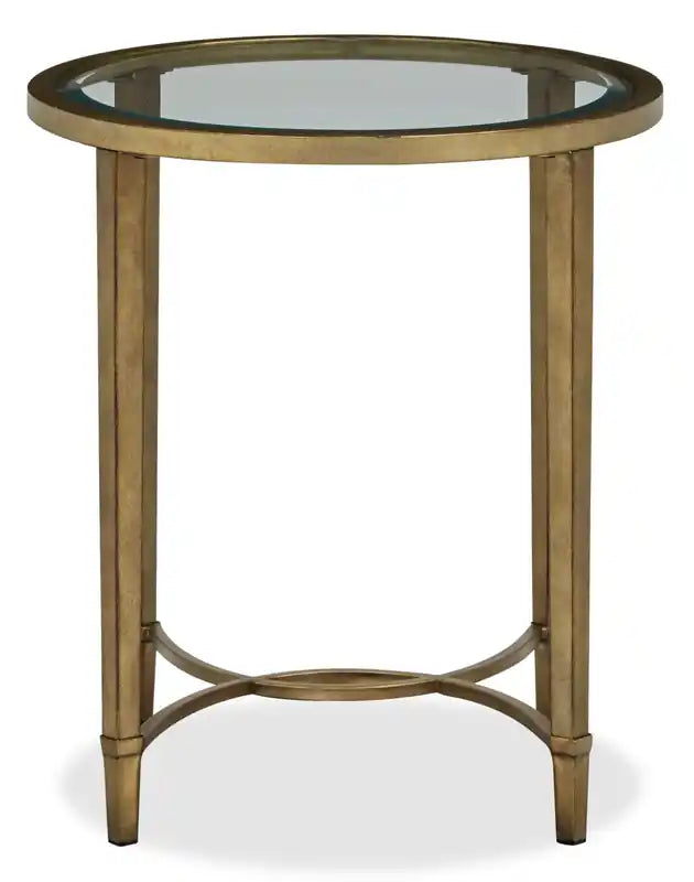 22 Traditional Oval Glass Top End Table - Silver and with Metal Base