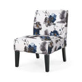 Oliver Linen-look Fabric Accent Chair With Rubberwood Legs- Blue, Multicolour