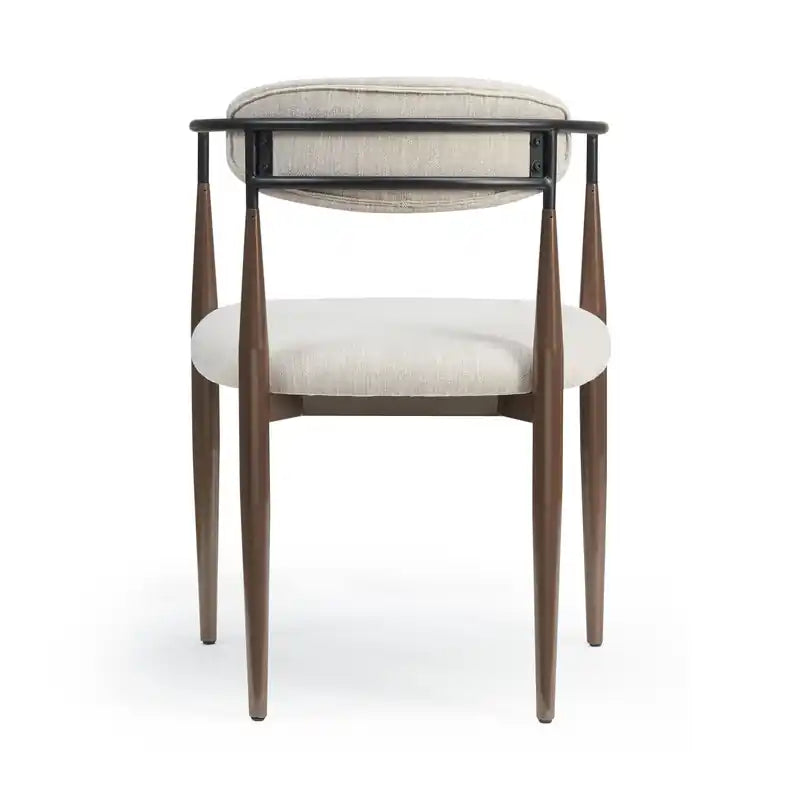 Mila Dining Chair With Upholstered Fabric And Metal Frame - Beige and Walnut