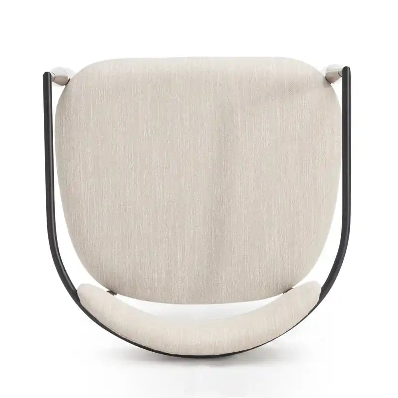 Mila Dining Chair With Upholstered Fabric And Metal Frame - Beige and Walnut