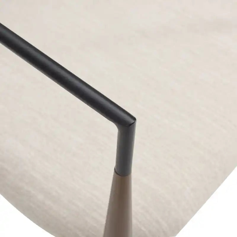 Mila Dining Chair With Upholstered Fabric And Metal Frame - Beige and Walnut