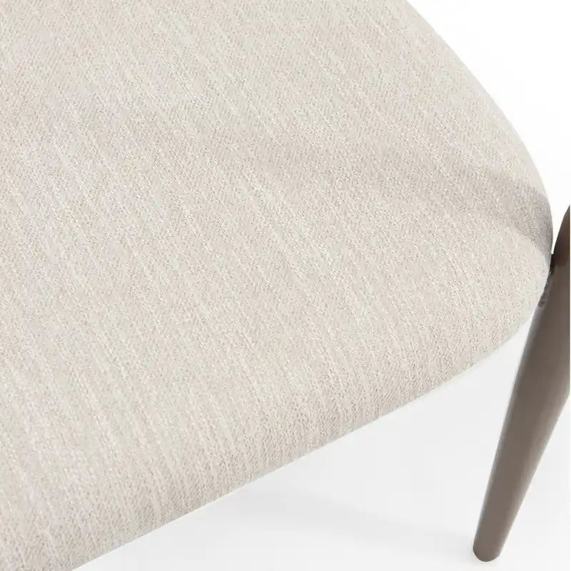 Mila Dining Chair With Upholstered Fabric And Metal Frame - Beige and Walnut