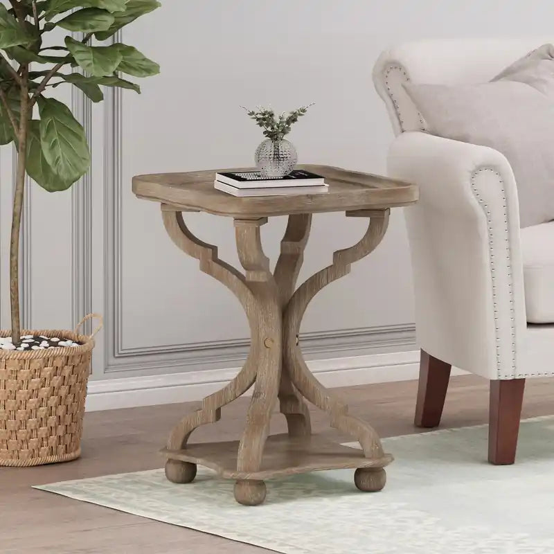 Jason Traditional Square Side Table With Shelf