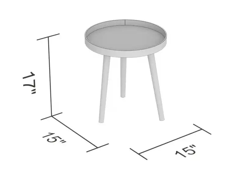 End Table With Black Pine Base - Black Round Shape Top