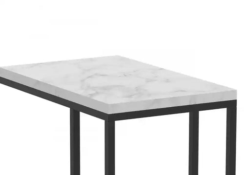 19 C-Shaped Marble Black Metal End Table With Metal Frame - Multicolour