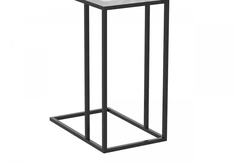 19 C-Shaped Marble Black Metal End Table With Metal Frame - Multicolour