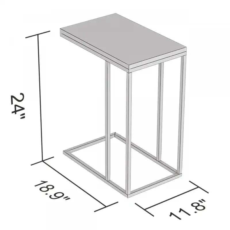 19 C-Shaped Marble Black Metal End Table With Metal Frame - Multicolour