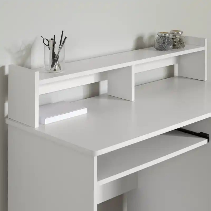 Office Desk With Keyboard Tray And Drawer - Pure White