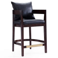 Manhattan Comfort Ritz 34 Beech Wood Counter Height Barstool - Black & Dark Walnut