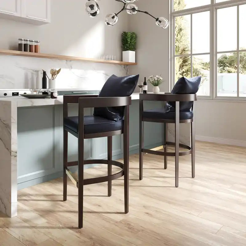 34 Beech Wood Counter Height Barstool - Black & Dark Walnut