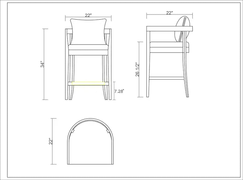 34 Beech Wood Counter Height Barstool - Black & Dark Walnut