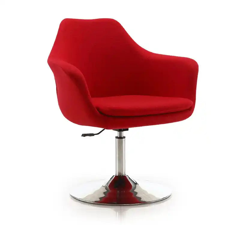 Manhattan Comfort Kinsey Polished Chrome Wool Blend Adjustable Height Swivel Accent Chair