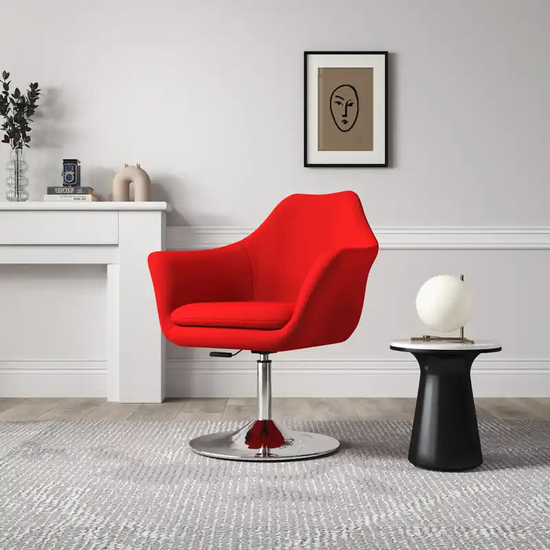 Kinsey Polished Chrome Wool Blend Adjustable Height Swivel Accent Chair