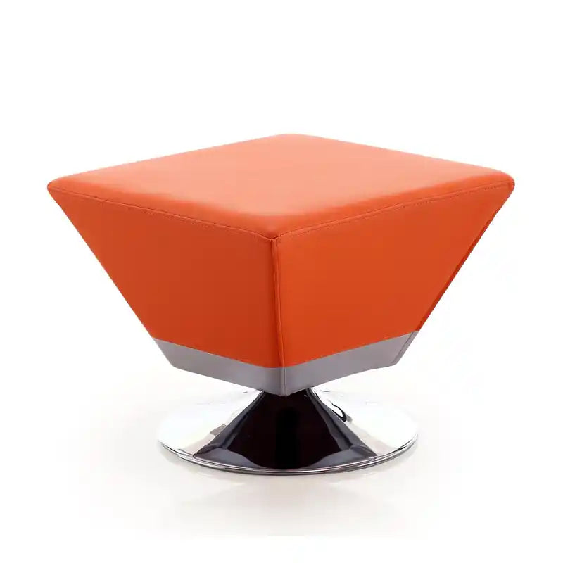 Manhattan Comfort Diamond Polished Chrome Swivel Ottoman