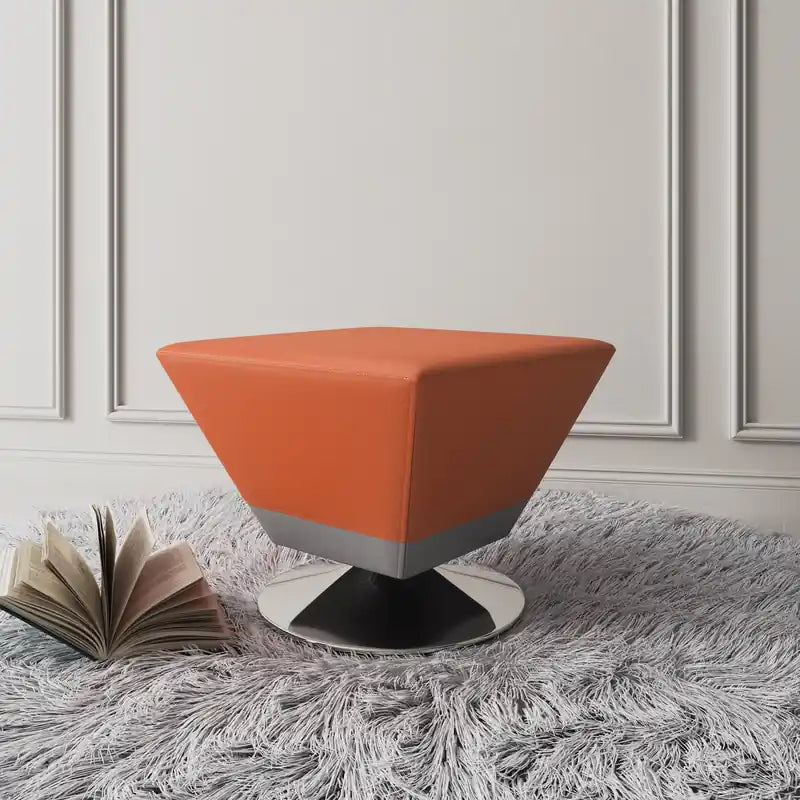 Polished Chrome Swivel Ottoman