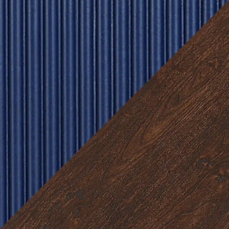 Modern Ribbed Coffee Table with Drawer & Shelf - Dark Brown & Navy Blue