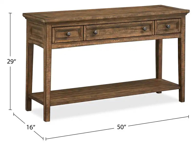 50 Traditional Pine Sofa Table with Storage - Dovetail Grey
