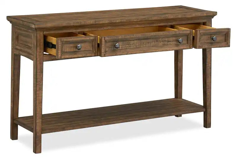 50 Traditional Pine Sofa Table with Storage - Dovetail Grey