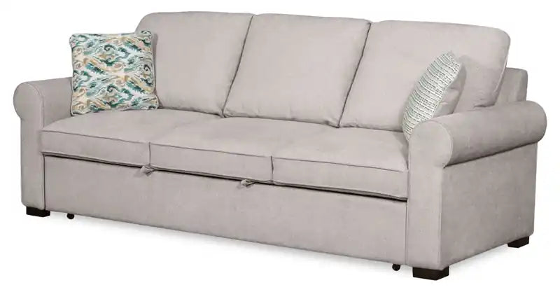 96 Chenille Fabric Sleeper Sofa with Wood Legs - Seafoam Blue