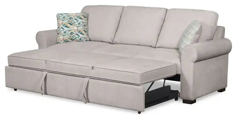 96 Chenille Fabric Sleeper Sofa with Wood Legs - Seafoam Blue