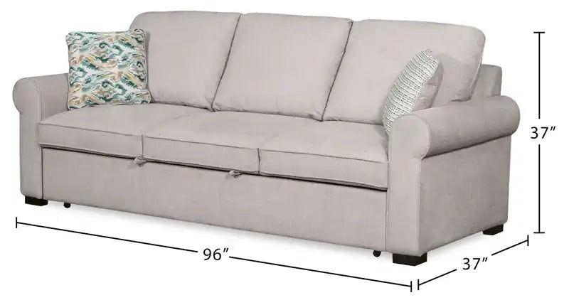 96 Chenille Fabric Sleeper Sofa with Wood Legs - Seafoam Blue